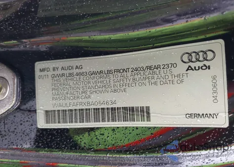 2011 Audi A5 2.0T Premium из США, поврежденный, VIN WAULFAFRXBA054634